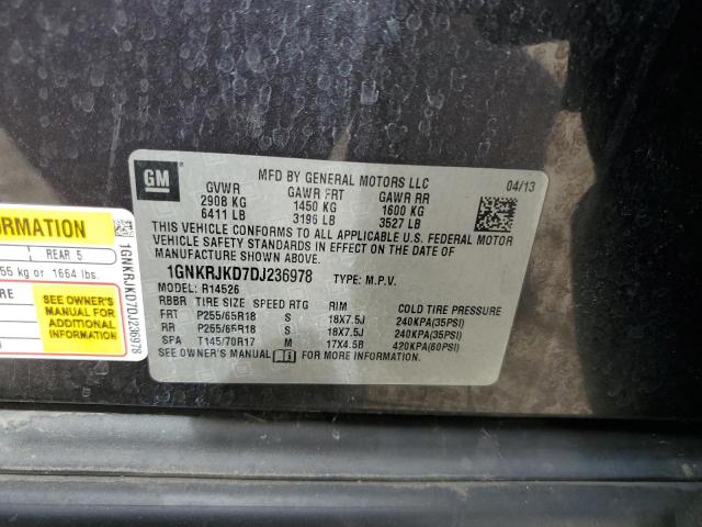 Photo 14 from auction – 2013 CHEVROLET TRAVERSE L with VIN 1GNKRJKD7DJ236978