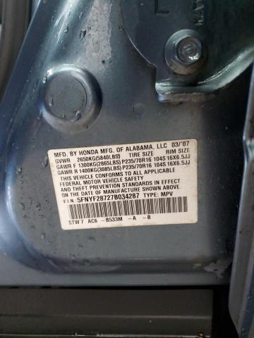 Photo 14 from auction – 2007 HONDA PILOT EXL with VIN 5FNYF28727B034287
