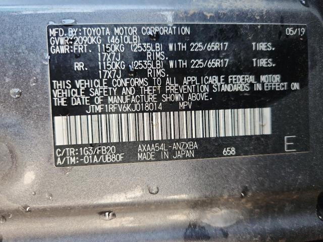 Photo 14 from auction – 2019 TOYOTA RAV4 LE with VIN JTMF1RFV6KJ018014