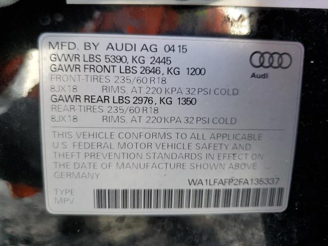 Photo 14 from auction – 2015 AUDI Q5 PREMIUM with VIN WA1LFAFP2FA135337