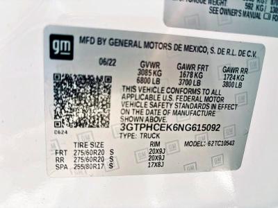 Photo 10 from auction – 2022 GMC SIERRA C15 with VIN 3GTPHCEK6NG615092