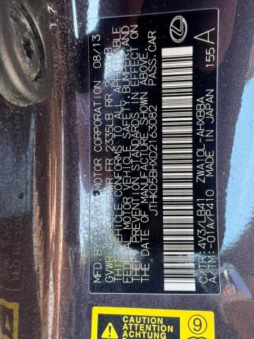Photo 10 from auction – 2013 LEXUS CT 200 with VIN JTHKD5BHXD2163082