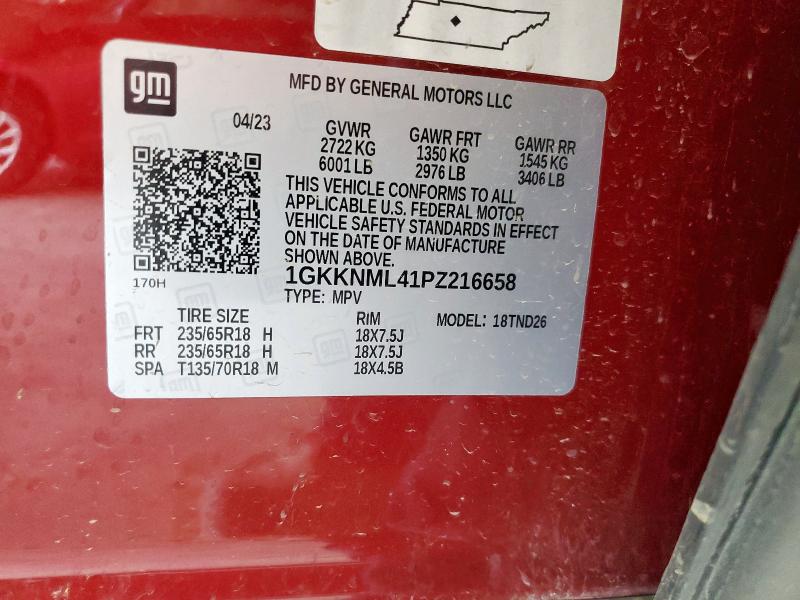 Photo 14 from auction – 2023 GMC ACADIA SLT with VIN 1GKKNML41PZ216658