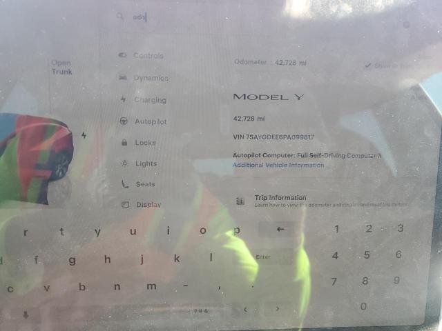 Photo 9 from auction – 2023 TESLA MODEL Y with VIN 7SAYGDEE6PA099817