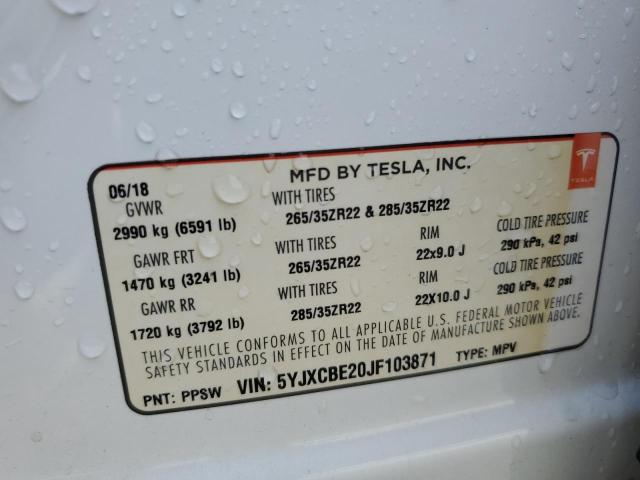 Photo 14 from auction – 2018 TESLA MODEL X with VIN 5YJXCBE20JF103871