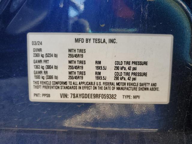 Photo 14 from auction – 2024 TESLA MODEL Y with VIN 7SAYGDEE9RF059382