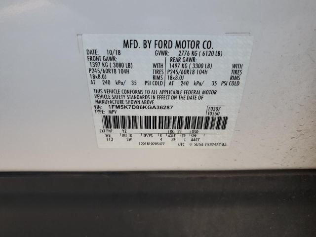 Photo 14 from auction – 2019 FORD EXPLORER X with VIN 1FM5K7D86KGA36287