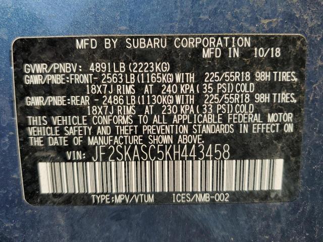 Photo 14 from auction – 2019 SUBARU FORESTER L with VIN JF2SKASC5KH443458