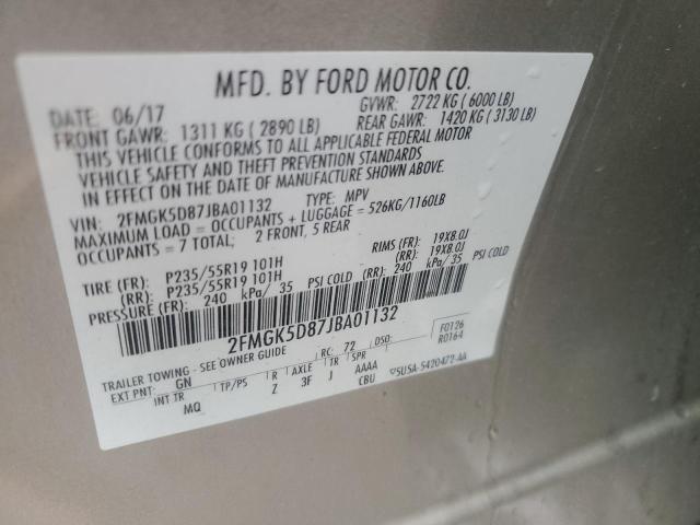 Photo 14 from auction – 2018 FORD FLEX with VIN 2FMGK5D87JBA01132