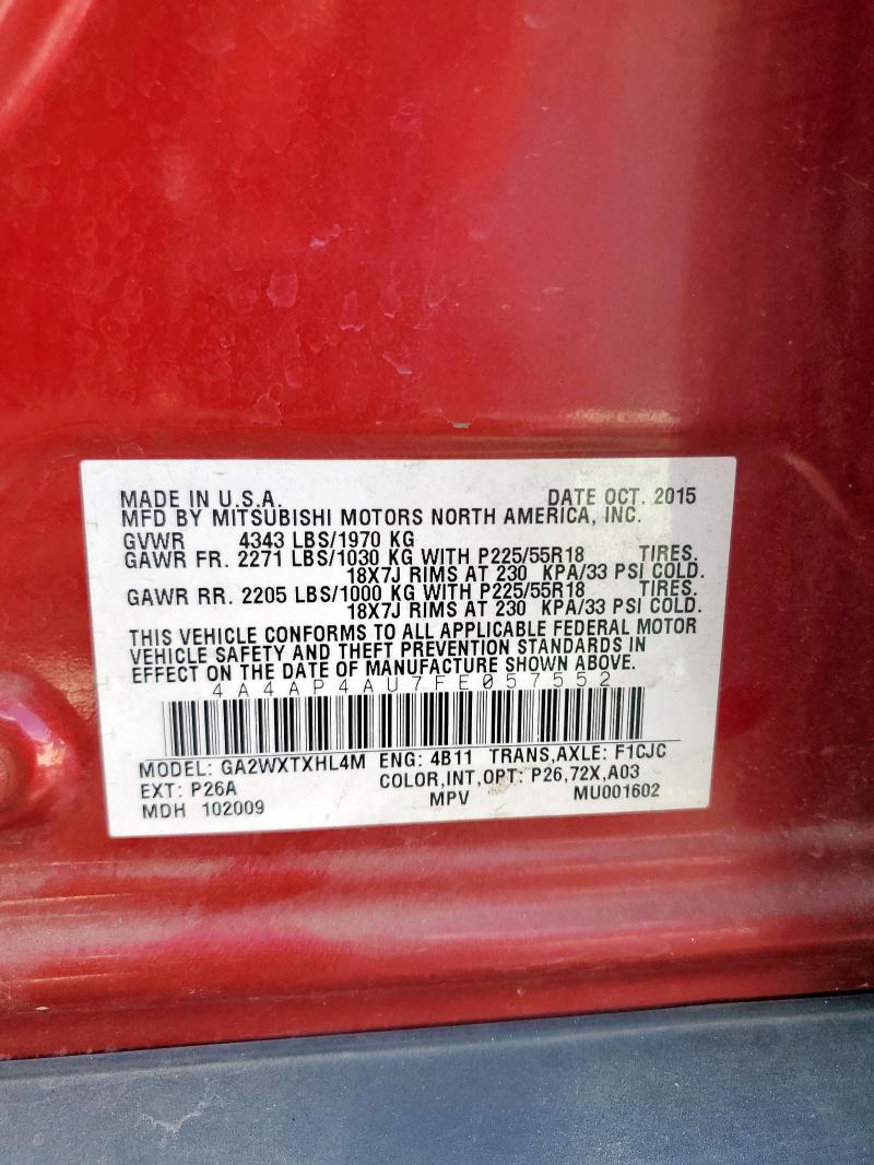 Photo 14 from auction – 2015 MITSUBISHI OUTLANDER with VIN 4A4AP4AU7FE057552