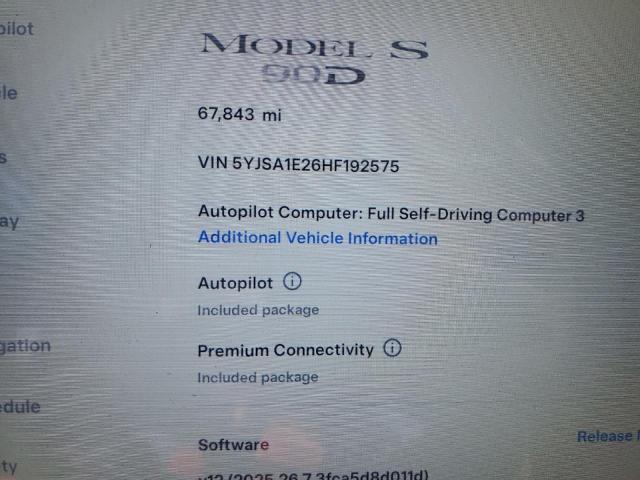 Photo 9 from auction – 2017 TESLA MODEL S with VIN 5YJSA1E26HF192575