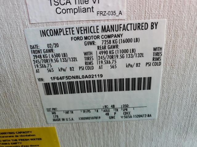 Photo 10 from auction – 2020 FORD F53 with VIN 1F64F5DN8L0A02119