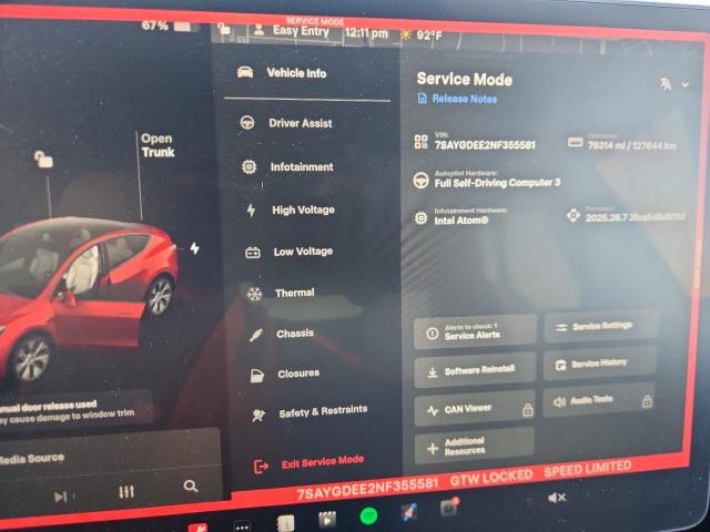 Photo 9 from auction – 2022 TESLA MODEL Y with VIN 7SAYGDEE2NF355581