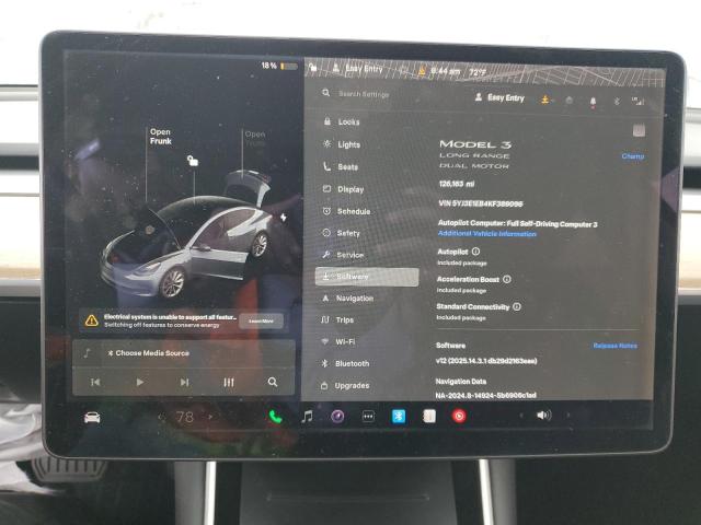 Photo 9 from auction – 2019 TESLA MODEL 3 with VIN 5YJ3E1EB4KF389096