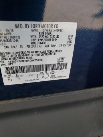 Photo 14 from auction – 2017 FORD EXPLORER with VIN 1FM5K8BH8HGA23428