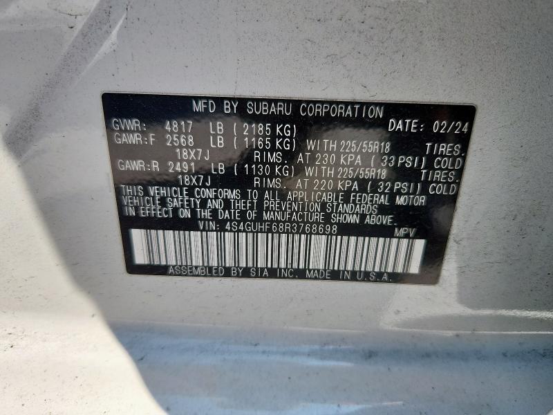 Photo 14 from auction – 2024 SUBARU CROSSTREK with VIN 4S4GUHF68R3768698