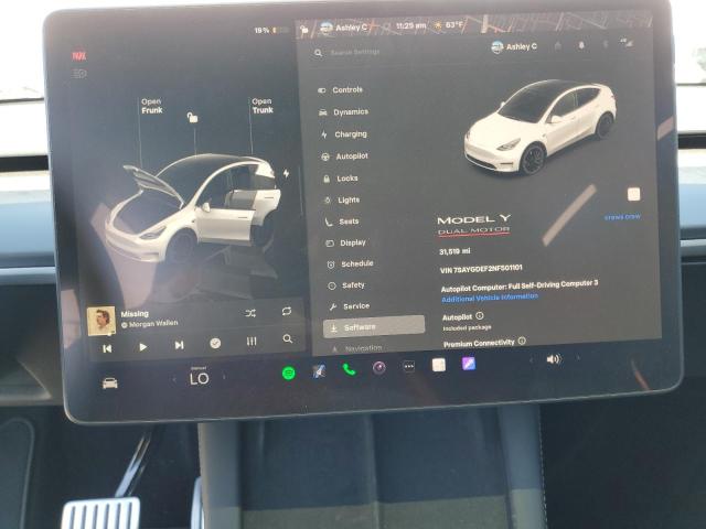 Photo 9 from auction – 2022 TESLA MODEL Y with VIN 7SAYGDEF2NF501101