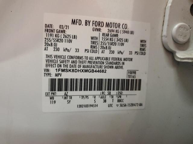 Photo 14 from auction – 2021 FORD EXPLORER XLT with VIN 1FMSK8DHXMGB44682