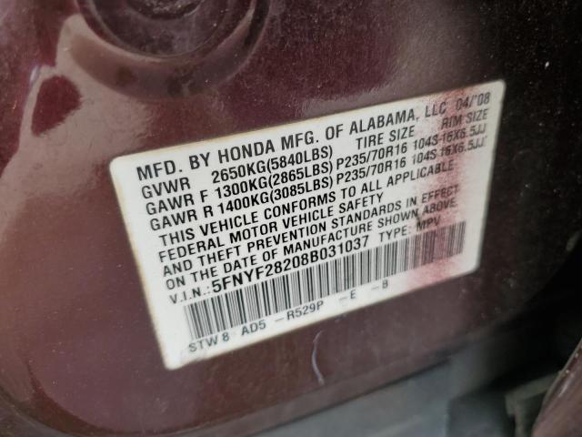 Photo 14 from auction – 2008 HONDA PILOT VP with VIN 5FNYF28208B031037