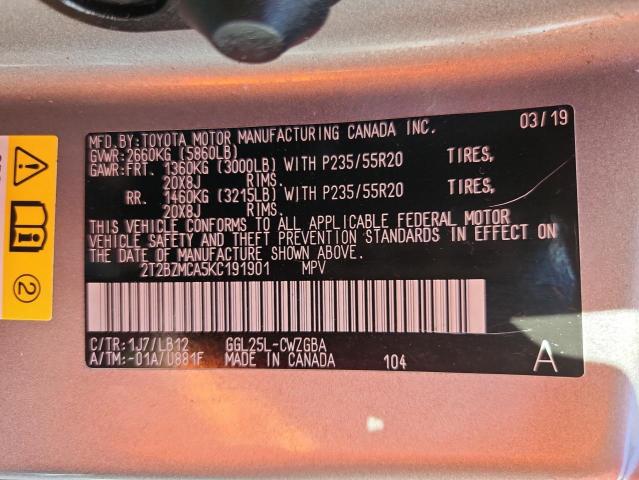 Photo 14 from auction – 2019 LEXUS RX 350 BAS with VIN 2T2BZMCA5KC191901