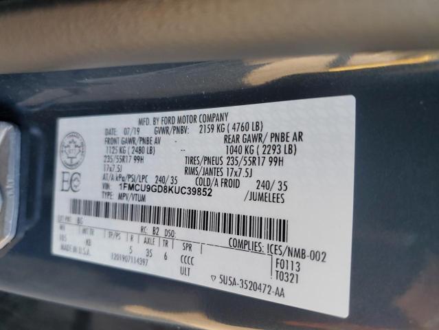 Photo 14 from auction – 2019 FORD ESCAPE SE with VIN 1FMCU9GD8KUC39852