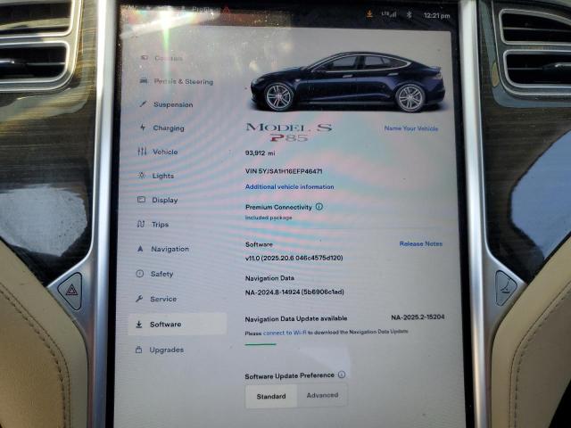 Photo 9 from auction – 2014 TESLA MODEL S with VIN 5YJSA1H16EFP46471