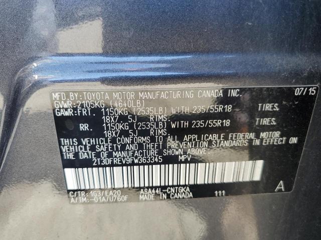 Photo 14 from auction – 2015 TOYOTA RAV4 LIMITED with VIN 2T3DFREV9FW363345