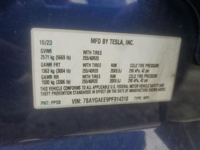 Photo 14 from auction – 2023 TESLA MODEL Y with VIN 7SAYGAEE9PF914318