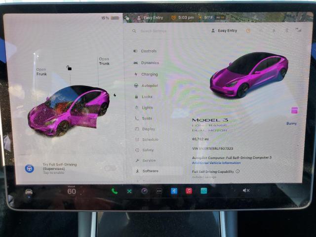 Photo 9 from auction – 2020 TESLA MODEL 3 with VIN 5YJ3E1EB8LF807323
