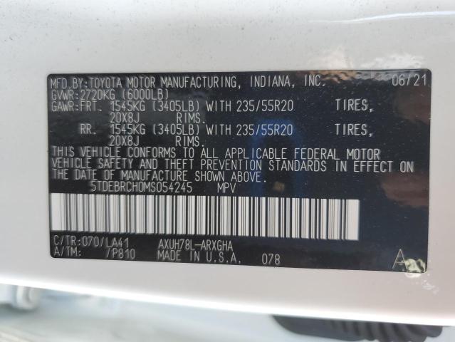 Photo 14 from auction – 2021 TOYOTA HIGHLANDER with VIN 5TDEBRCH0MS054245