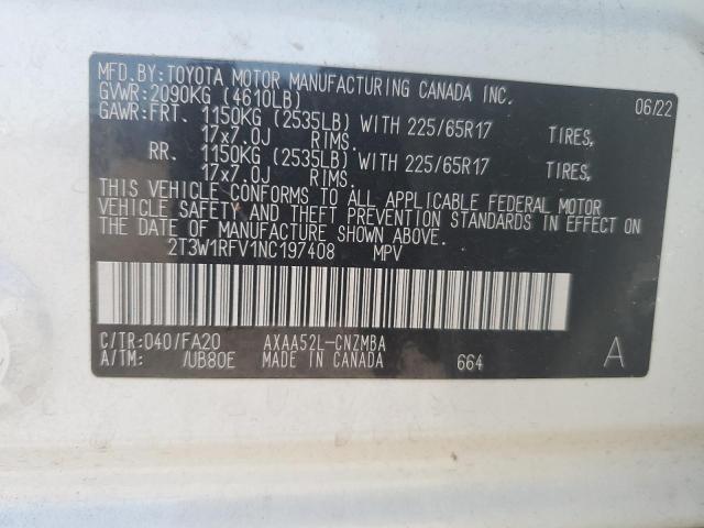 Photo 14 from auction – 2022 TOYOTA RAV4 XLE with VIN 2T3W1RFV1NC197408