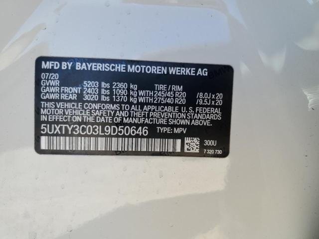 Photo 14 from auction – 2020 BMW X3 SDRIVE3 with VIN 5UXTY3C03L9D50646