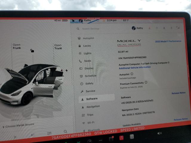 Photo 9 from auction – 2023 TESLA MODEL Y with VIN 7SAYGDEF4PF662360