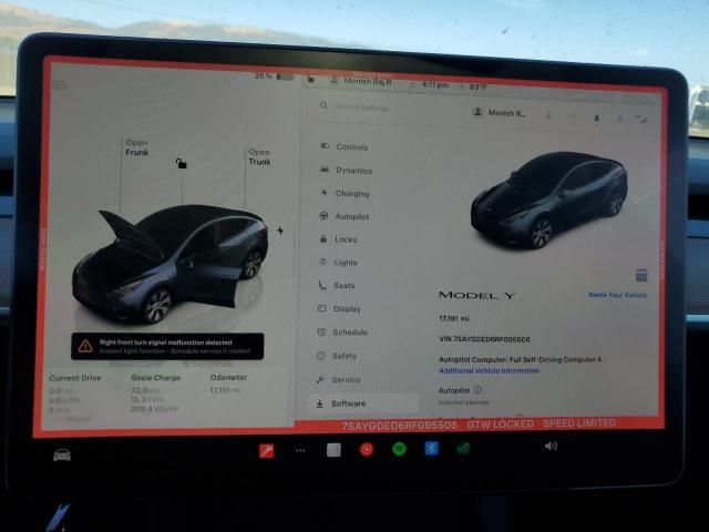 Photo 9 from auction – 2024 TESLA MODEL Y with VIN 7SAYGDED6RF095506