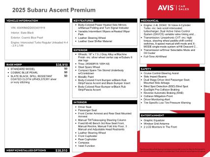 Photo 13 from auction – 2025 SUBARU ASCENT PRE with VIN 4S4WMADD0S3401918