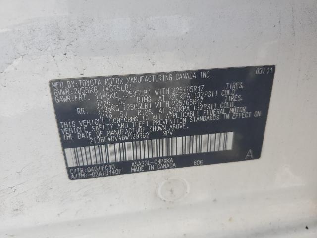 Photo 14 from auction – 2011 TOYOTA RAV4 with VIN 2T3BF4DV4BW129362