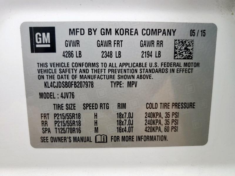 Photo 14 from auction – 2015 BUICK ENCORE PRE with VIN KL4CJDSB0FB207978