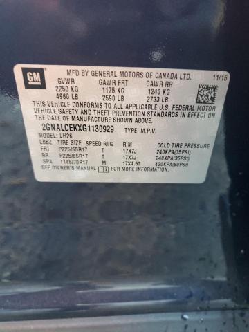 Photo 14 from auction – 2016 CHEVROLET EQUINOX LT with VIN 2GNALCEKXG1130929