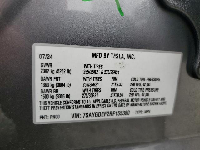 Photo 14 from auction – 2024 TESLA MODEL Y with VIN 7SAYGDEF2RF155380