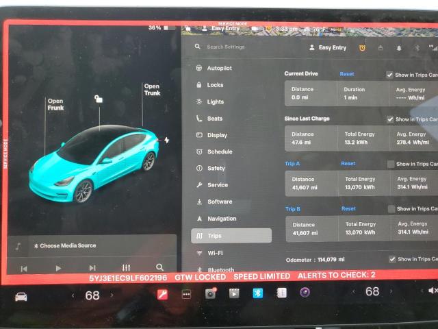 Photo 9 from auction – 2020 TESLA MODEL 3 with VIN 5YJ3E1EC9LF602196