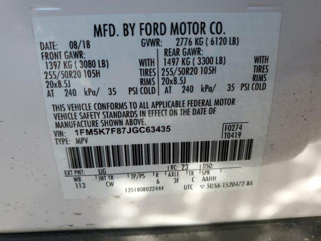 Photo 14 from auction – 2018 FORD EXPLORER L with VIN 1FM5K7F87JGC63435