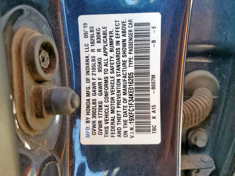 Photo 10 from auction – 2019 HONDA CIVIC EX with VIN 19XFC1F34KE016205