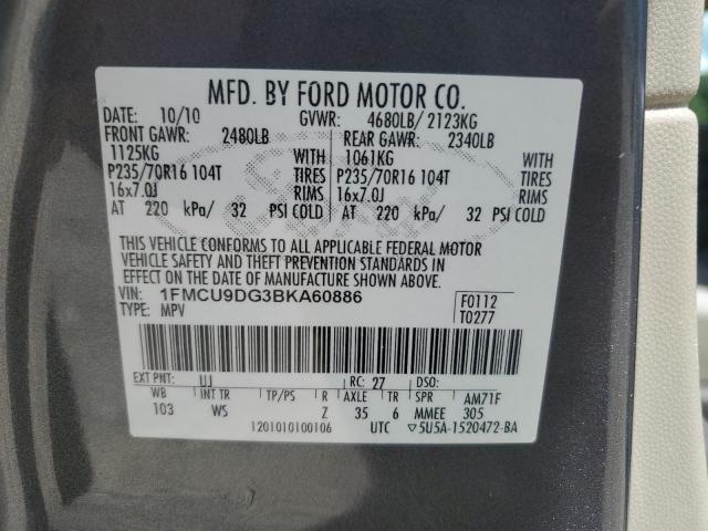 Photo 14 from auction – 2011 FORD ESCAPE XLT with VIN 1FMCU9DG3BKA60886