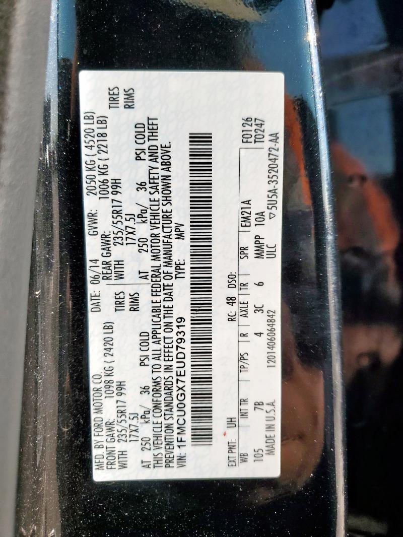 Photo 14 from auction – 2014 FORD ESCAPE SE with VIN 1FMCU0GX7EUD79319