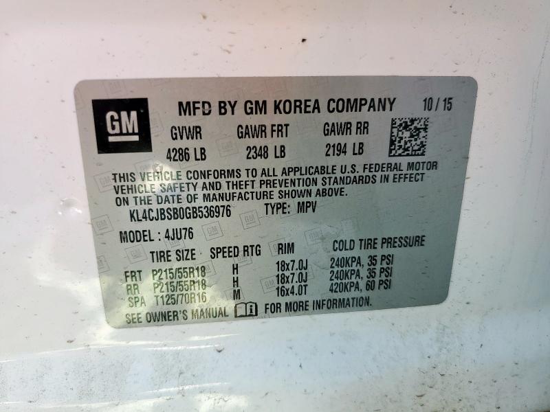 Photo 14 from auction – 2016 BUICK ENCORE CON with VIN KL4CJBSB0GB536976
