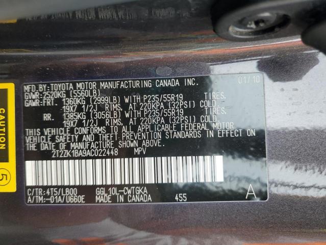 Photo 14 from auction – 2010 LEXUS RX 350 with VIN 2T2ZK1BA9AC022448
