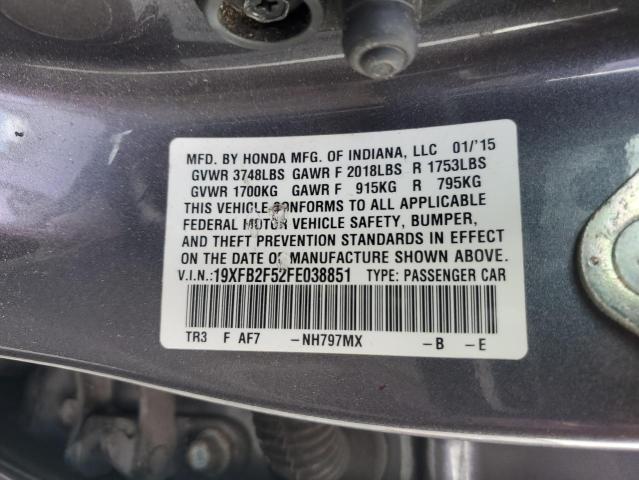 Photo 14 from auction – 2015 HONDA CIVIC LX with VIN 19XFB2F52FE038851