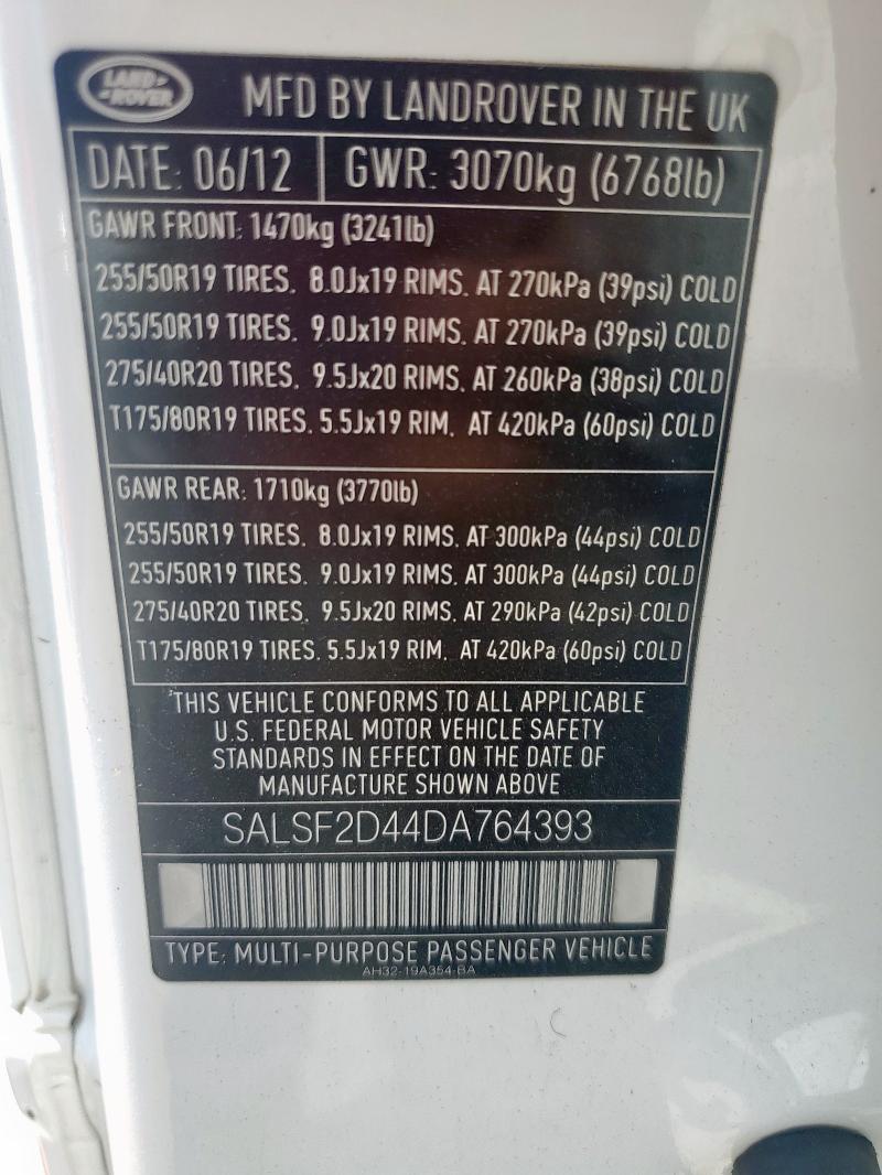 Photo 14 from auction – 2013 LAND ROVER RANGE ROVE with VIN SALSF2D44DA764393