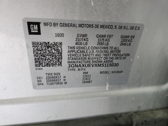 Photo 14 from auction – 2021 CHEVROLET EQUINOX LT with VIN 3GNAXUEVXMS115030