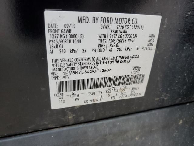 Photo 14 from auction – 2016 FORD EXPLORER X with VIN 1FM5K7D84GGB12502